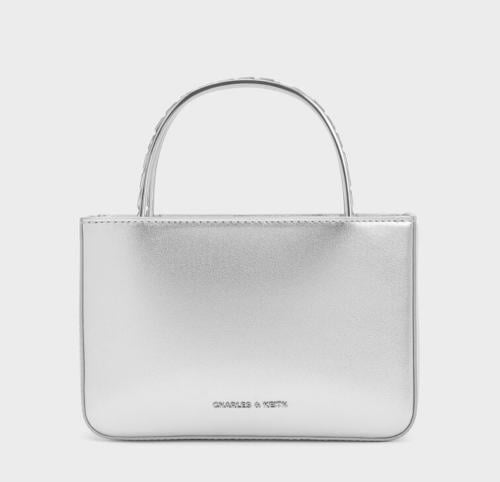 Satin Crystal-Embellished Top Handle Bag