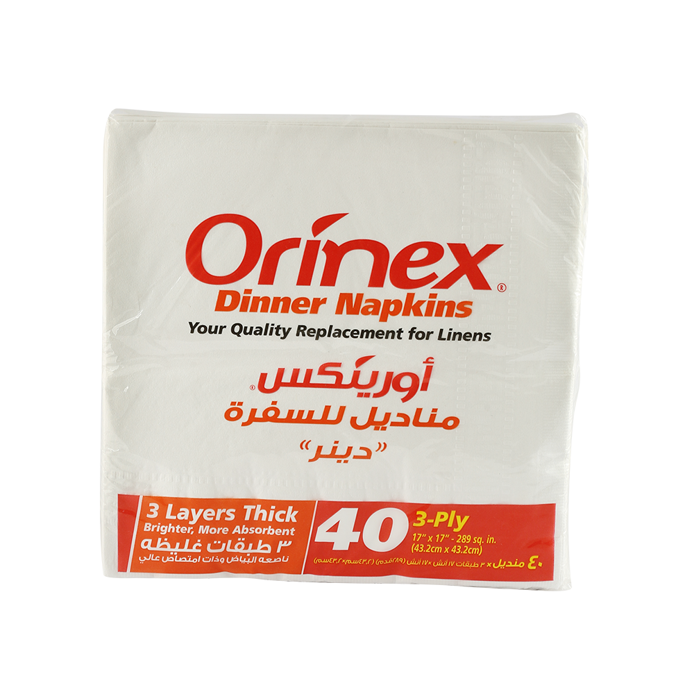 طبلية - جملة | 24/40ct DINNER NAPKINS ورق سفره دينر نابكنس اورينكس 