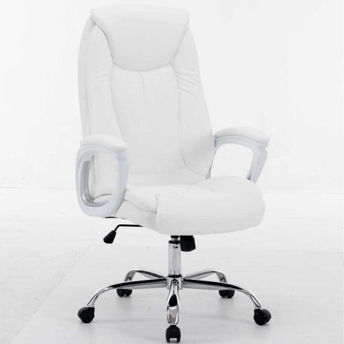 637- كرسي مكتب أرورا من الجلد الأبيض