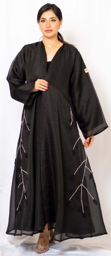 عباية جازار أسود مطرزة بالفضي