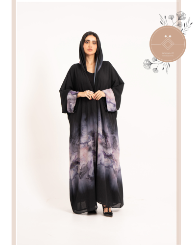 عباية شيفون اسود Taa-03