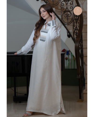 جلابية لنن أبيض RM-35