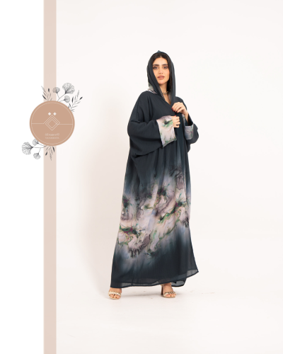 عباية شيفون زيتي Taa-01