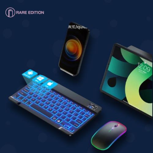 كيبورد محمول بإضاءات RGB للجوال والايباد واجهزة ما...