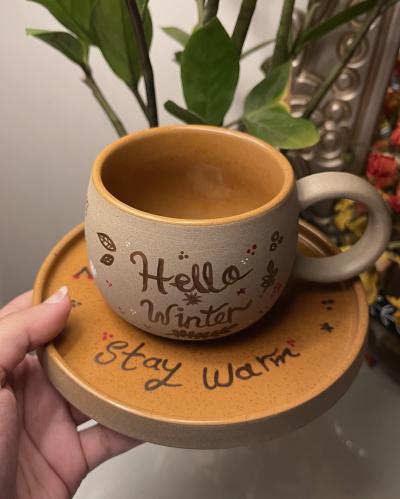 كوب Hello Winter-مرسوم يدوياً