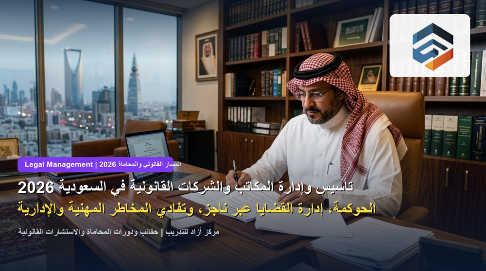 تأسيس وإدارة المكاتب والشركات القانونية في السعودية 2026: الحوكمة، إدارة القضايا عبر ناجز، والتحول الرقمي
