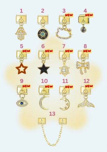 Gold dangly charms