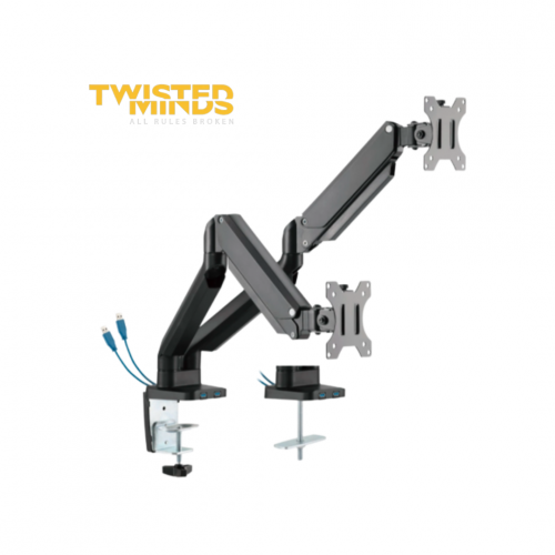 Twisted Minds Dual Monitor Arm With USB - Black