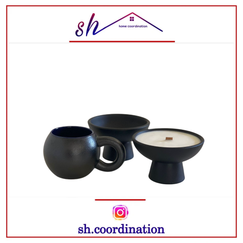مجموعه مكونه من صحن تقديم و شمعه و كوب