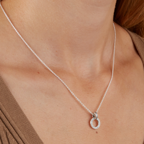 Pandora necklace with zirconia rings 