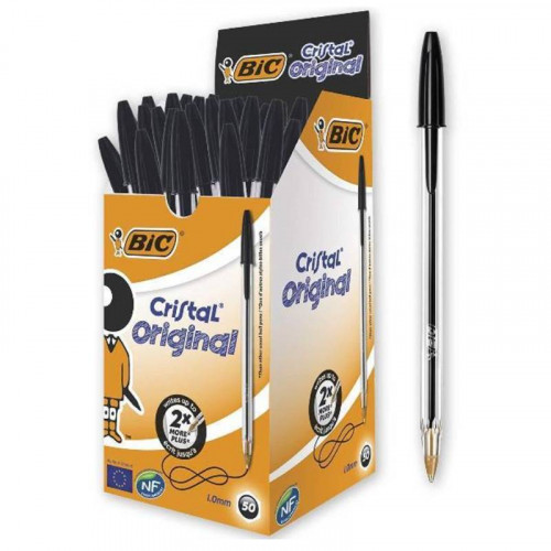 بيك كريستال- باكيت اقلام جافة لون أسود- 50 قلم BIC...