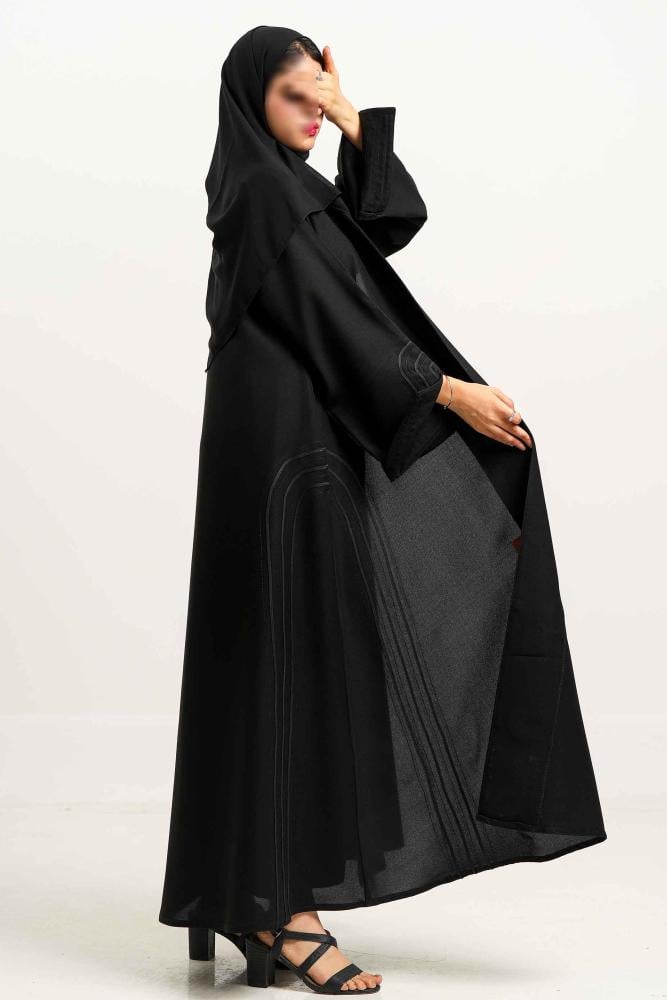 Cloche abaya with lace inserts on the front and sides