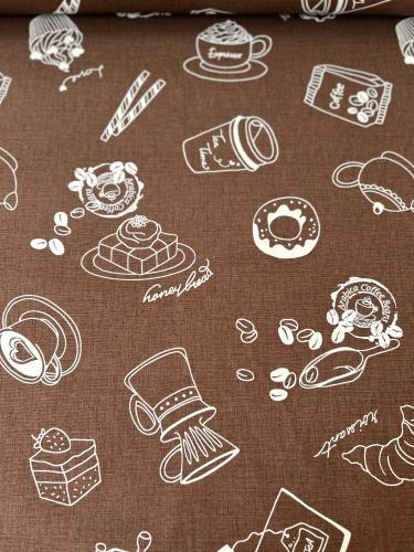 قماش قطن ثقيل - Coffee Time