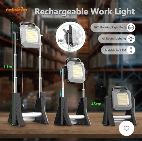 كشاف LED متعدد الوظائف مع قاعدة تلسكوبية قابل لإعا...
