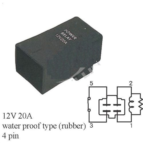 #10406W كتاوت ريلي 4 خط ضد الماء / WATER PROOF RELAY 4 PINS 12V 20 AMPS
