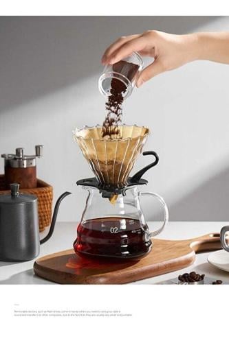 Generic ماكينة صنع القهوة اليدوية V60 من كافيه، سعة 600 مل، عبوة من قطعتين