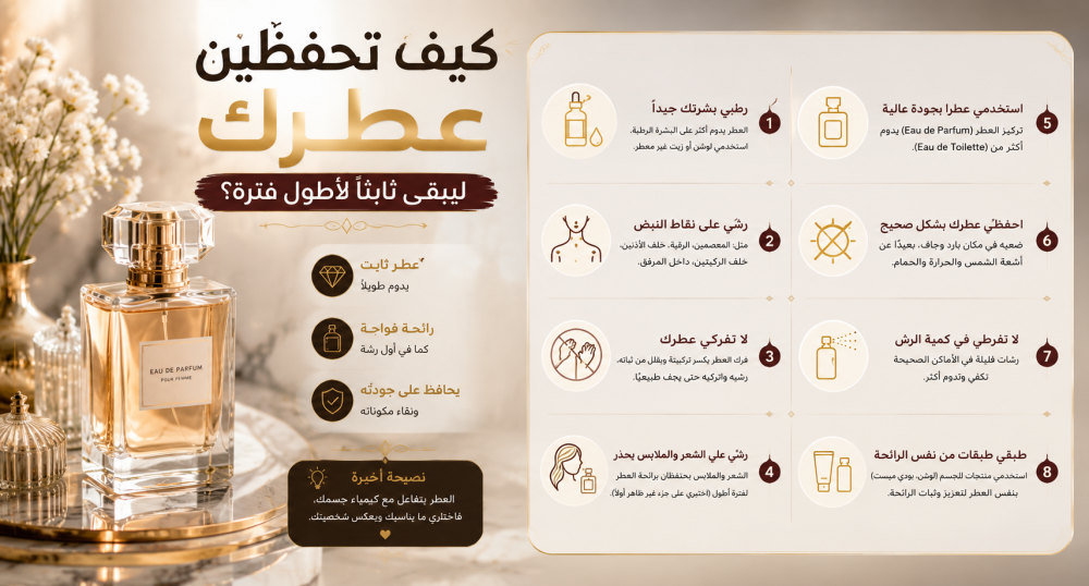 كيف تحفظين عطرك ليبقى ثابتًا لأطول فترة؟
