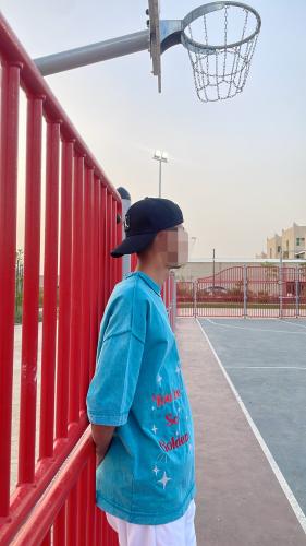 تيشرت سماوي تطريز أحمرoversize