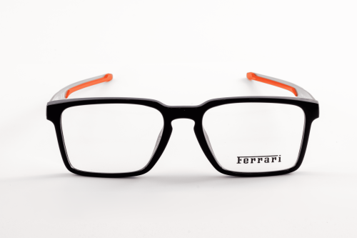 نظارة طبية رجالية بإطار فضي وأحمر من فيراري