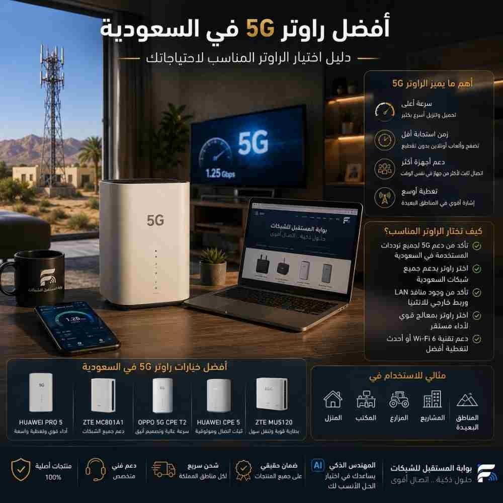أفضل راوتر 5G في السعودية: دليل اختيار الراوتر المناسب لاحتياجاتك