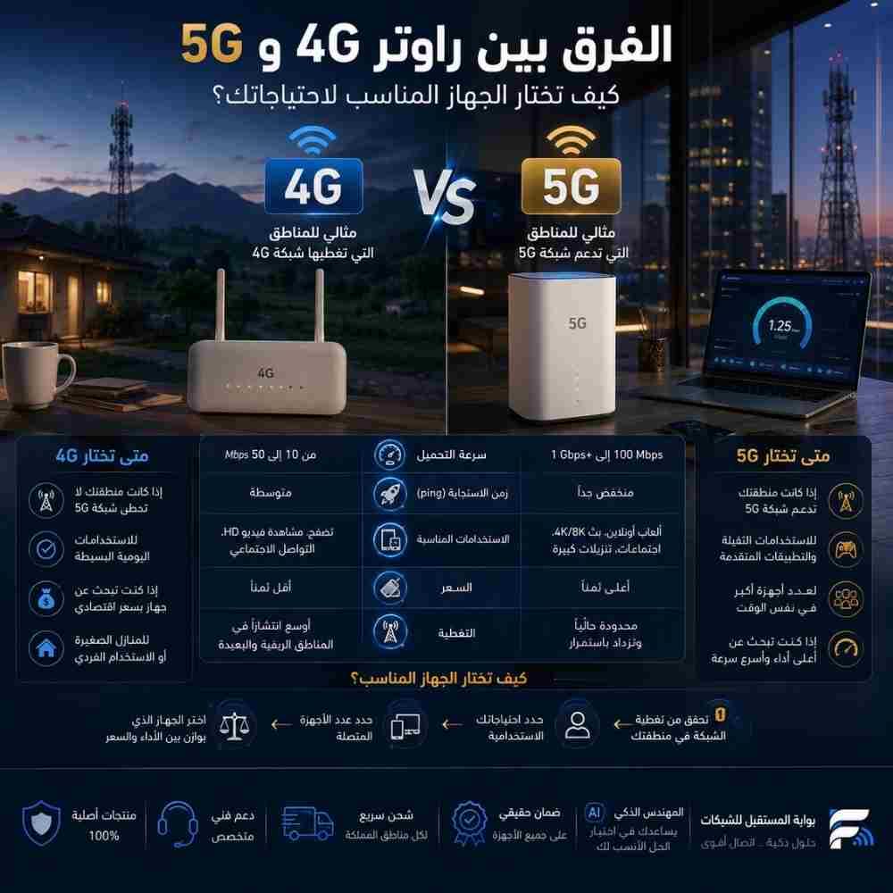 الفرق بين راوتر 4G و5G: كيف تختار الجهاز المناسب لاحتياجاتك؟