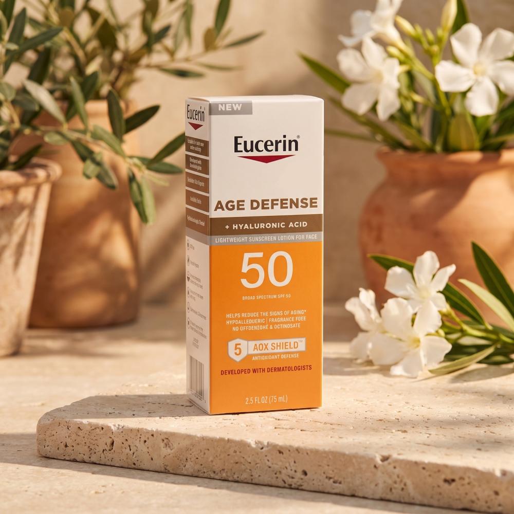 يوسيرين إيج ديفنس واقي شمس للوجه بحمض الهيالورونيك SPF50 75 مل