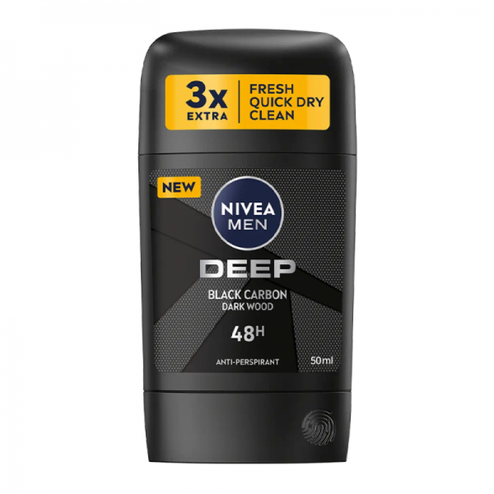 مزيل عرق ستيك ديب بلاك كاربون (دارك وود) - 50 مل (Nivea Men Deep Black Carbon Stick)