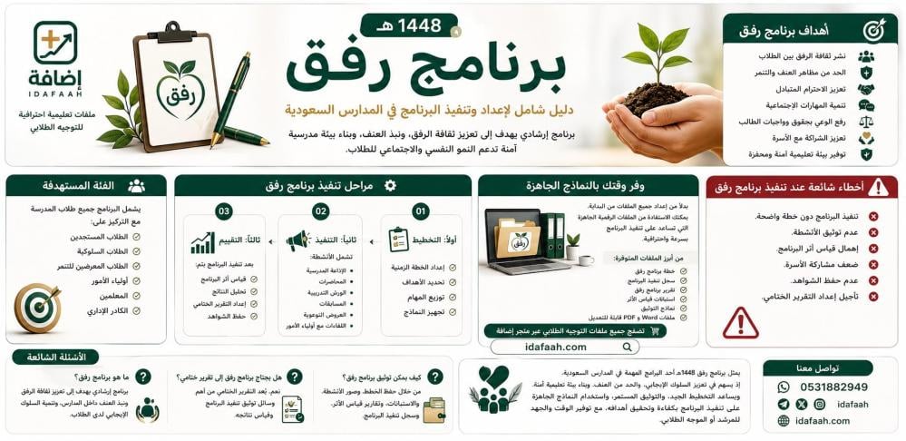 برنامج رفق 1448هـ: دليل شامل لإعداد وتنفيذ برنامج رفق في المدارس السعودية