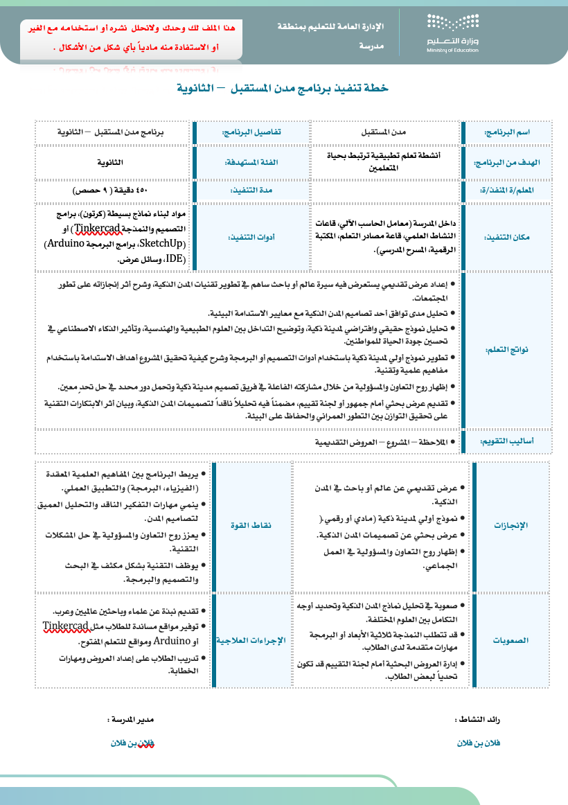 مدن المستقبل - المرحلة الثانوية
