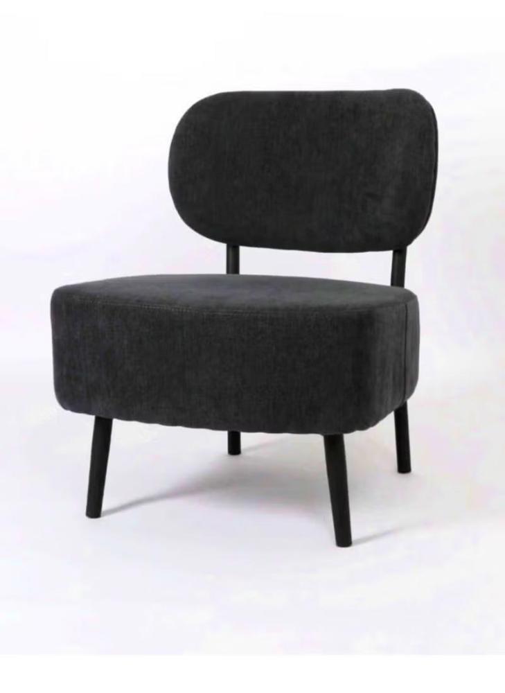 كرسي من البوكليه وأرجل خشب سويدي - أسود