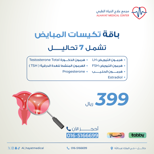 باقة تكيسات المبايض ( ٧ تحاليل هرمون)