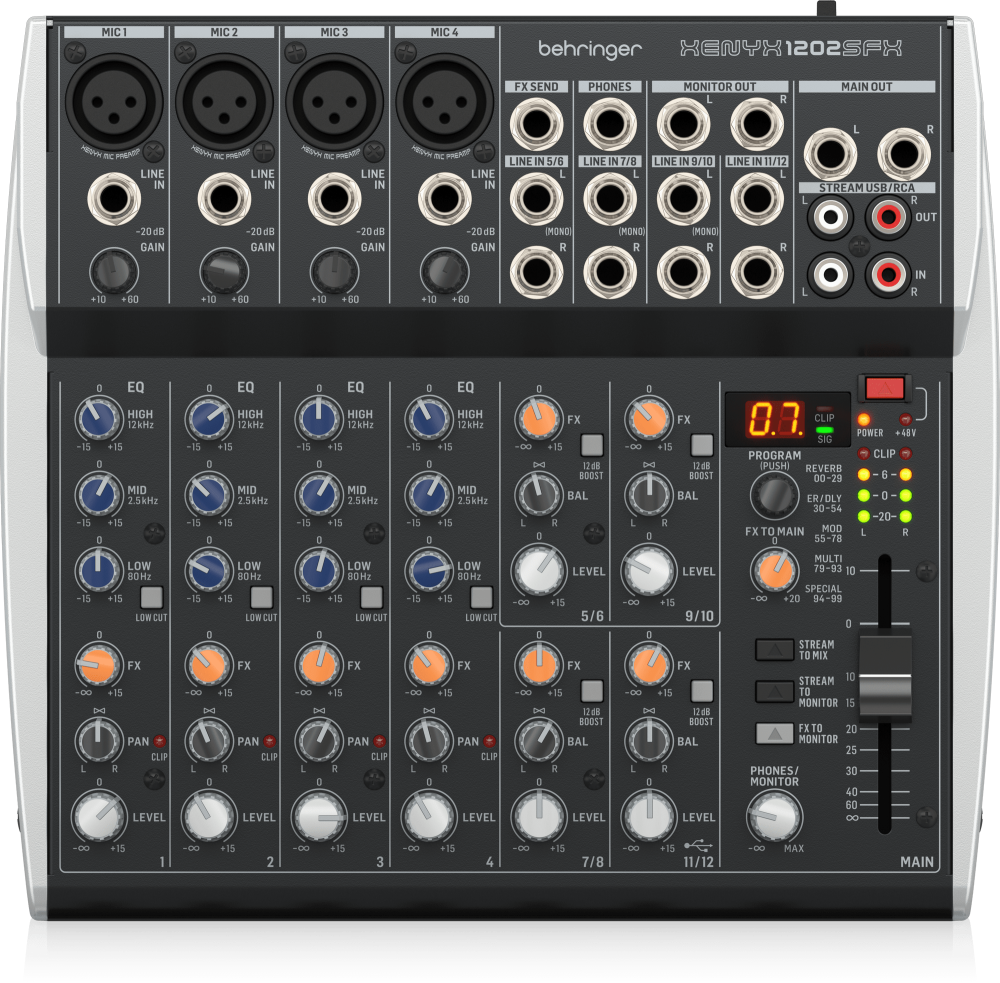 Premium Analog 12-Input Mixer with USB Streaming XENYX 1202SFX