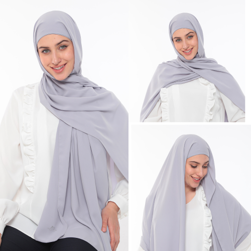 حجاب زهرة القطني - رمادي