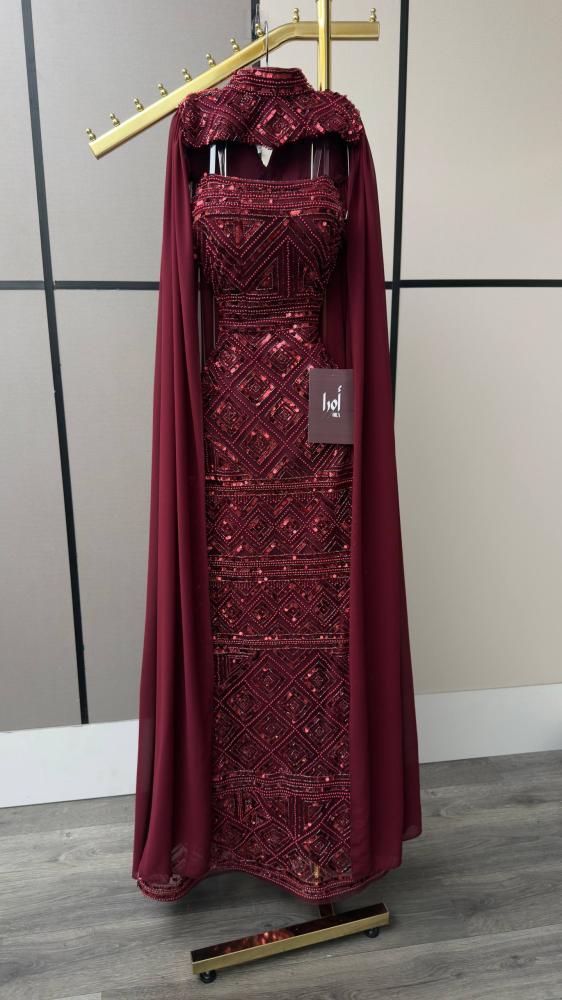 burgundy dress two piece Two-piece with evening beading and georgette trim Cocktail dress