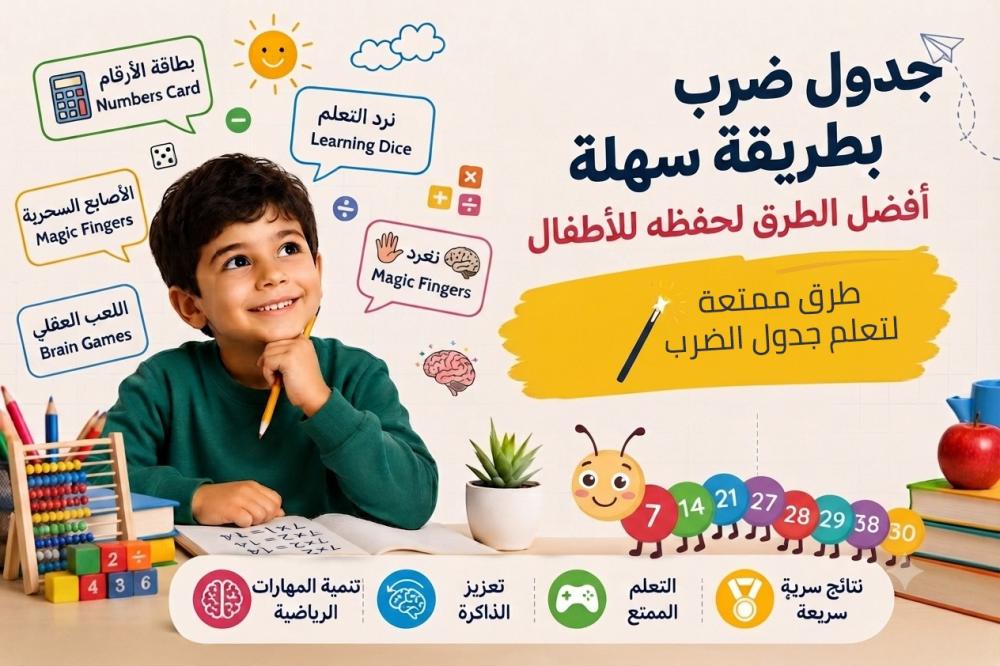 جدول ضرب الرقم 7 بطريقة سهلة