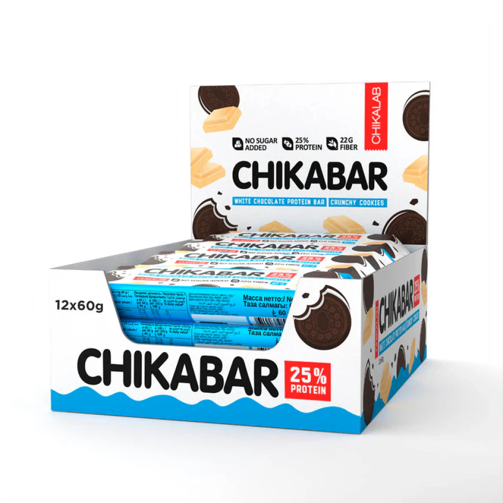 ChikabarWhite Chocolate Protein Bar with Crunchy Cookies 12*60 g