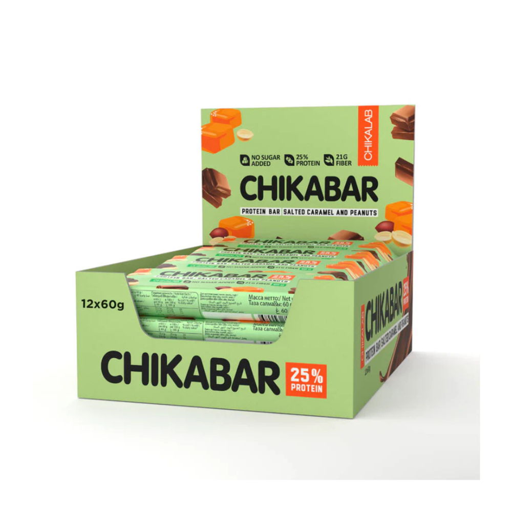 Chikabar Protein Bar Salted Caramel and Peanuts Protein 12*60 g