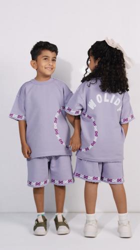 طقم من قطعتين لون " بنفسجي فاتح " Unisex Purple su...