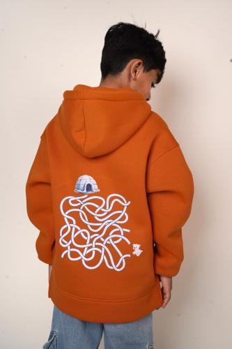 هودي المتاهة ‏Orange hoodie Oversized