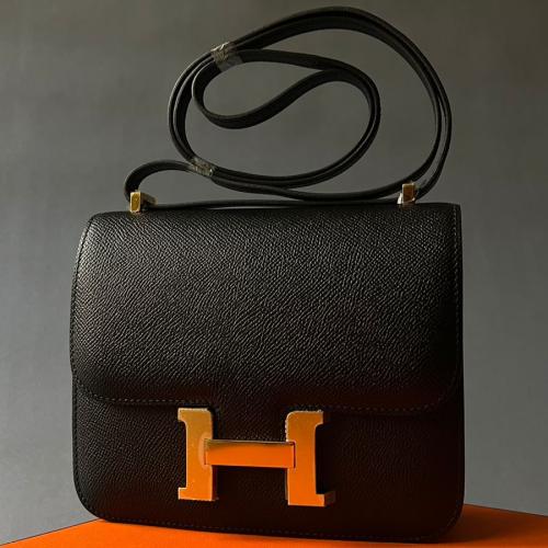 HeBa5 Black Monsieur leather with Palladium hardwa...