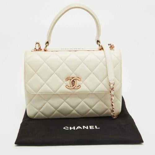 Chanel Off White Quilted Leather Small Trendy CC F...