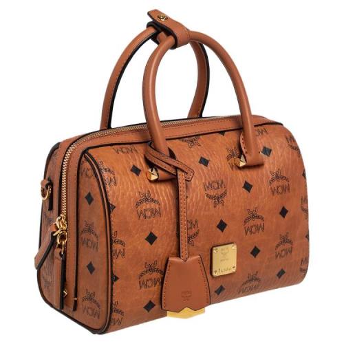MCM Cognac Visetos Coated Canvas Small Essential B...
