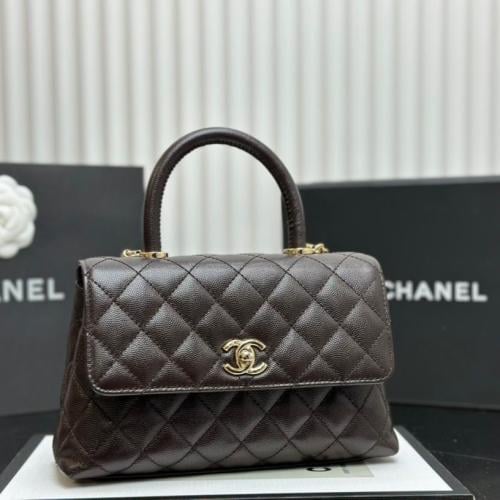 ChBa7- CHANEL Caviar Quilted Small Coco Handle Fla...