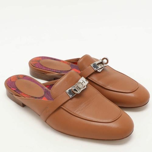 HeSh72 Brown Leather Oz Mules