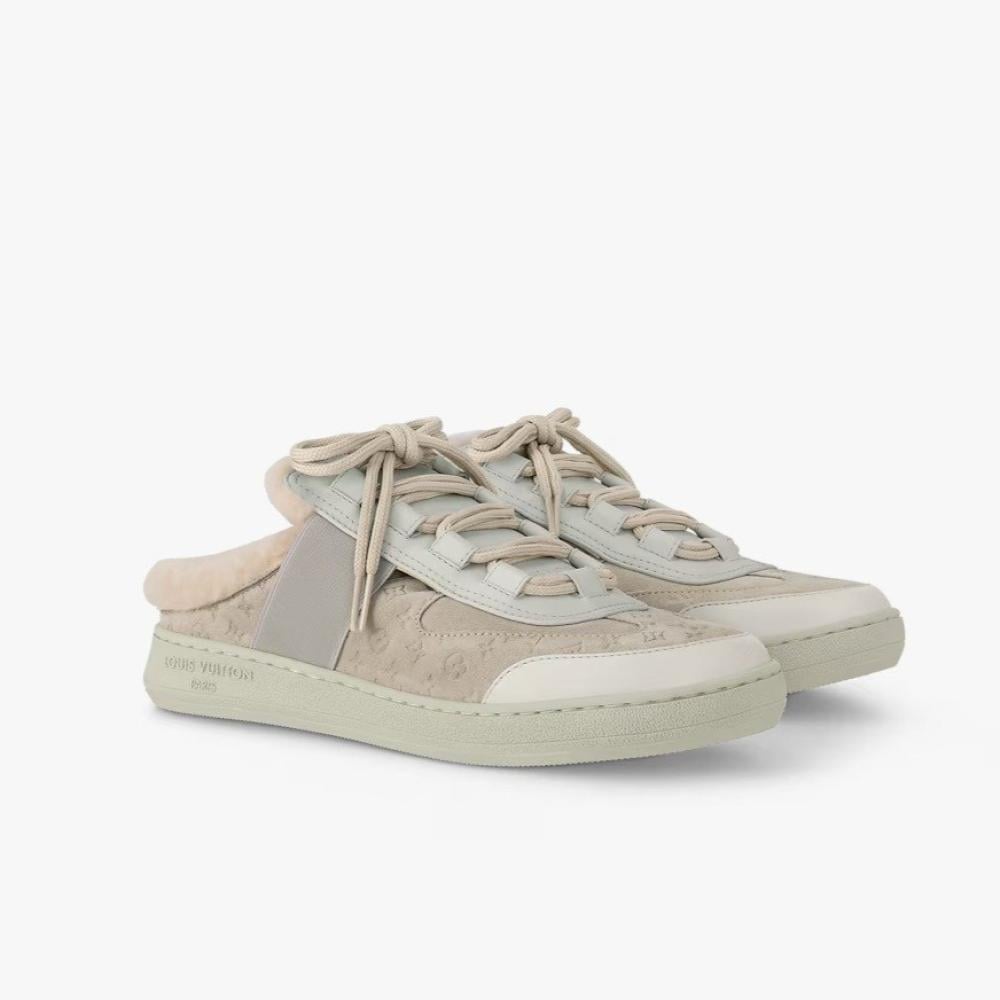 LVSh37 Ballet flats in paper straw with double leather eyelet straps