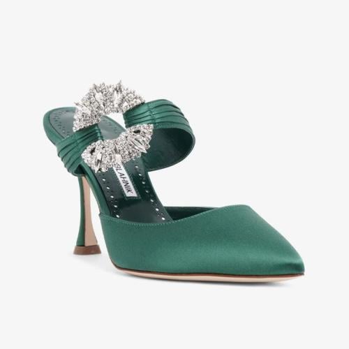 MbSh5 Manolo Blahnik Satin Maidugura green satin m...