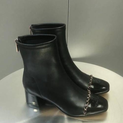 Chanel chain back zipper boots