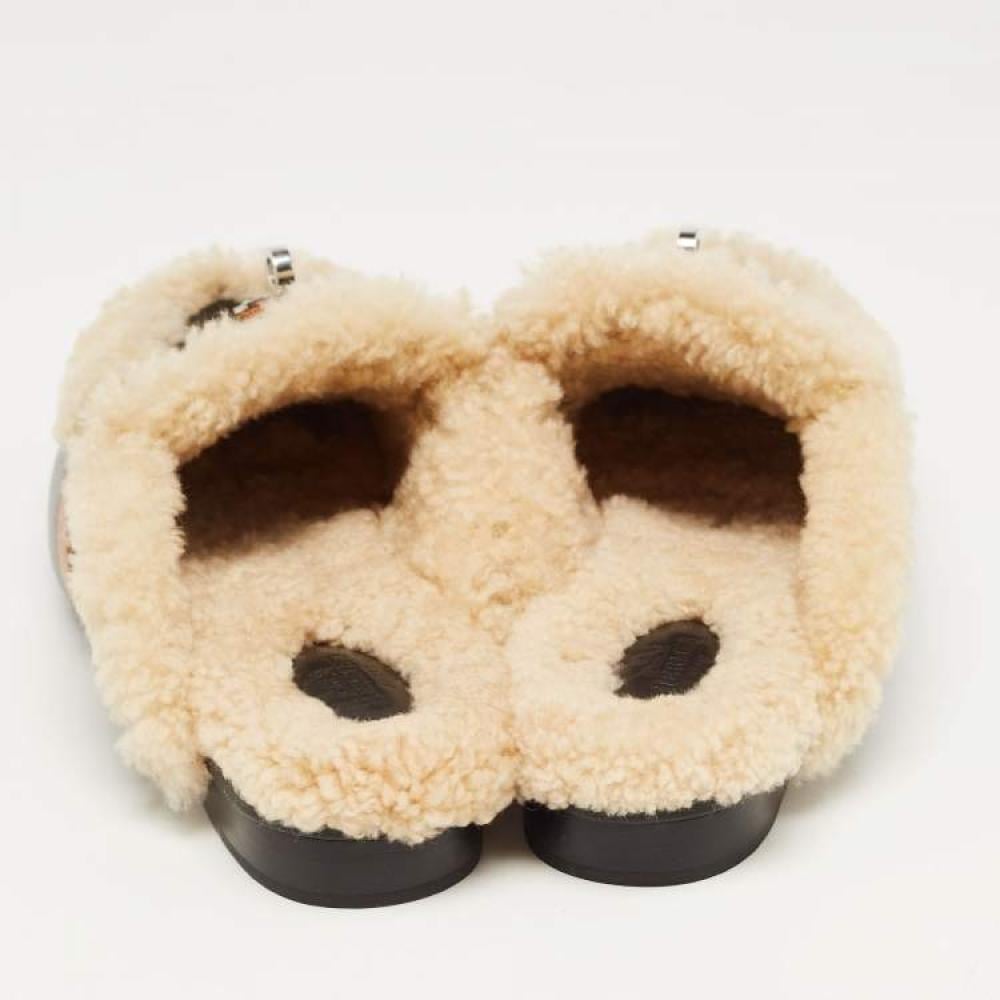 Hermes Black/Beige Leather and Shearling