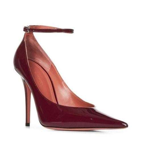 AMINA MUADDI Women's Red Anok Ankle Strap Pumps
