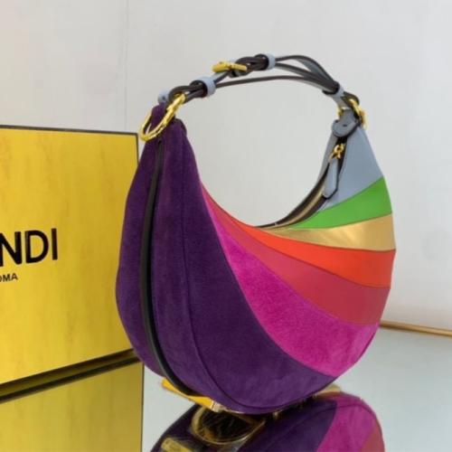 FeBa23- 27cm Fendi Vitello Seta Goatskin Suede Rai...